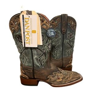 Dan Post Brown and Green Heeled Boots